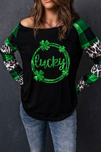 Thumbnail for LUCKY Plaid Round Neck T-Shirt - T - 1 COLOR -