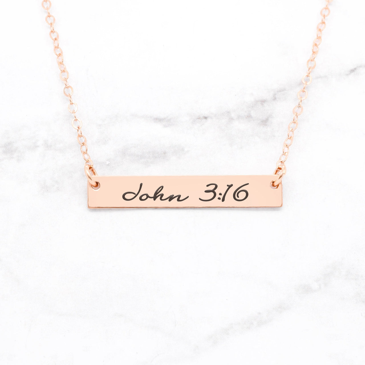 John 3:16 Necklace - Gold Bar Necklace -