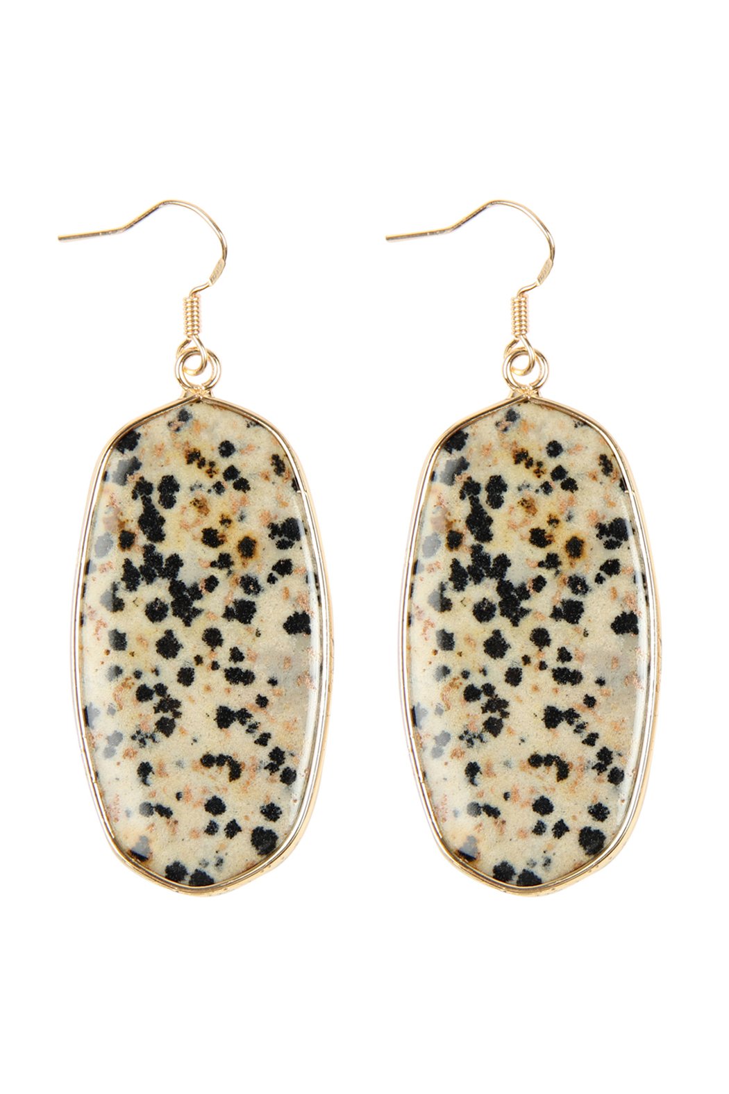 USA - Natural Oval Stone Earrings - 9 COLORS -