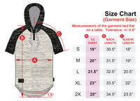 Thumbnail for Short Sleeve Raglan Henley Hoodie Round Bottom Semi Longline T-Shirt - 1 COLOR