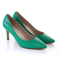 Thumbnail for Leather 8cm Pin Heel Pointed Toe Pumps-Green