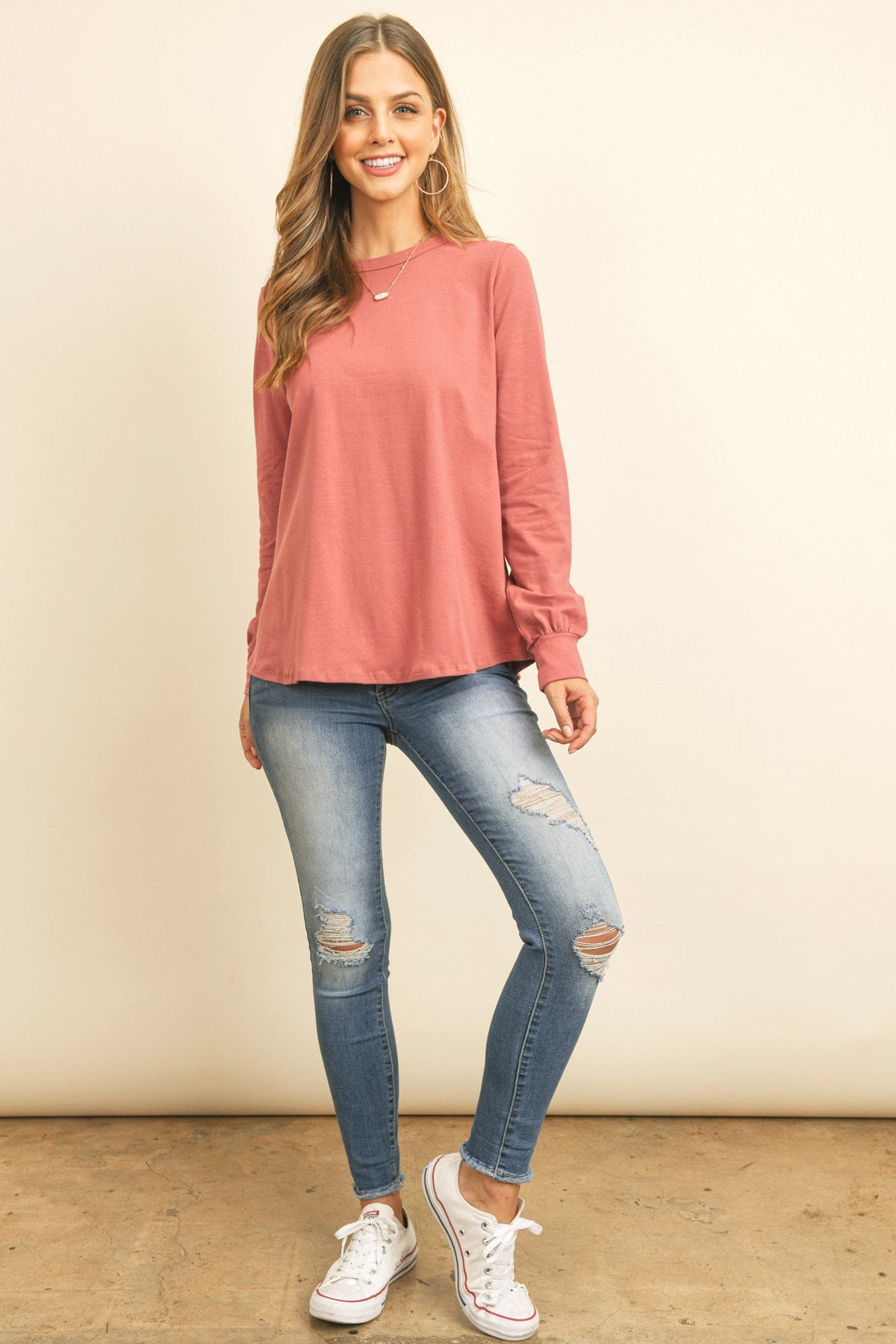 Riah Fashion - Long Sleeve Round Neck Solid Top - 17 COLORS -