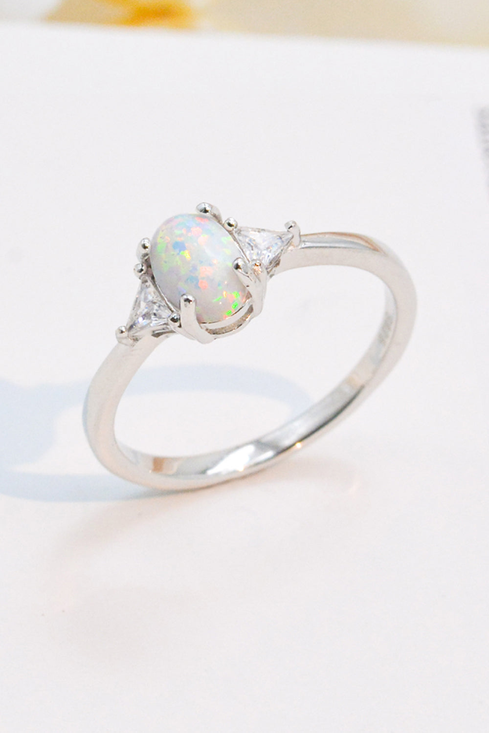 Contrast 925 Sterling Silver Opal Ring - T - SIZES 6 THRU 9 - 4 COLORS -