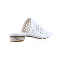 Thumbnail for Mesh Leather Pointed Toe Slipper (White)