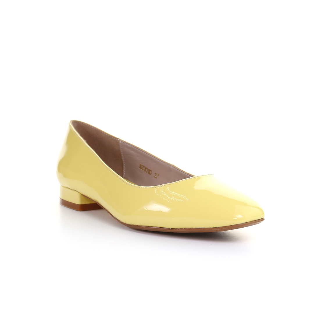 Patent Leather Square Toe Ballerina (Yellow)