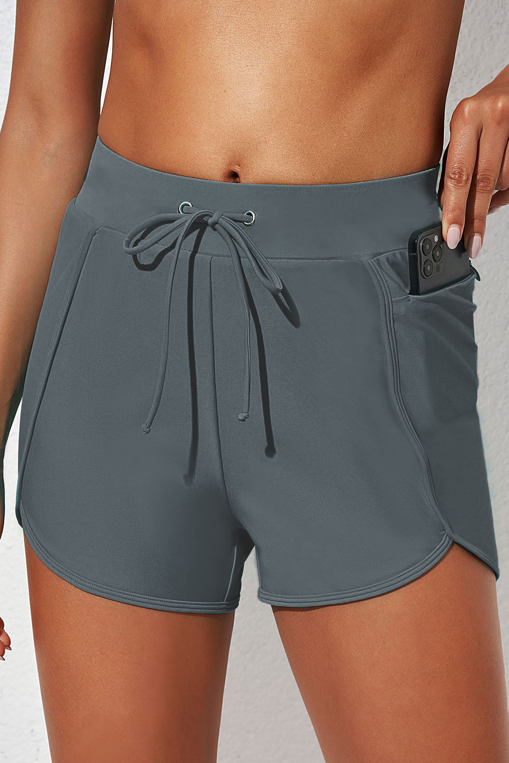 Drawstring Waist Swim Shorts - T - 3 COLORS -