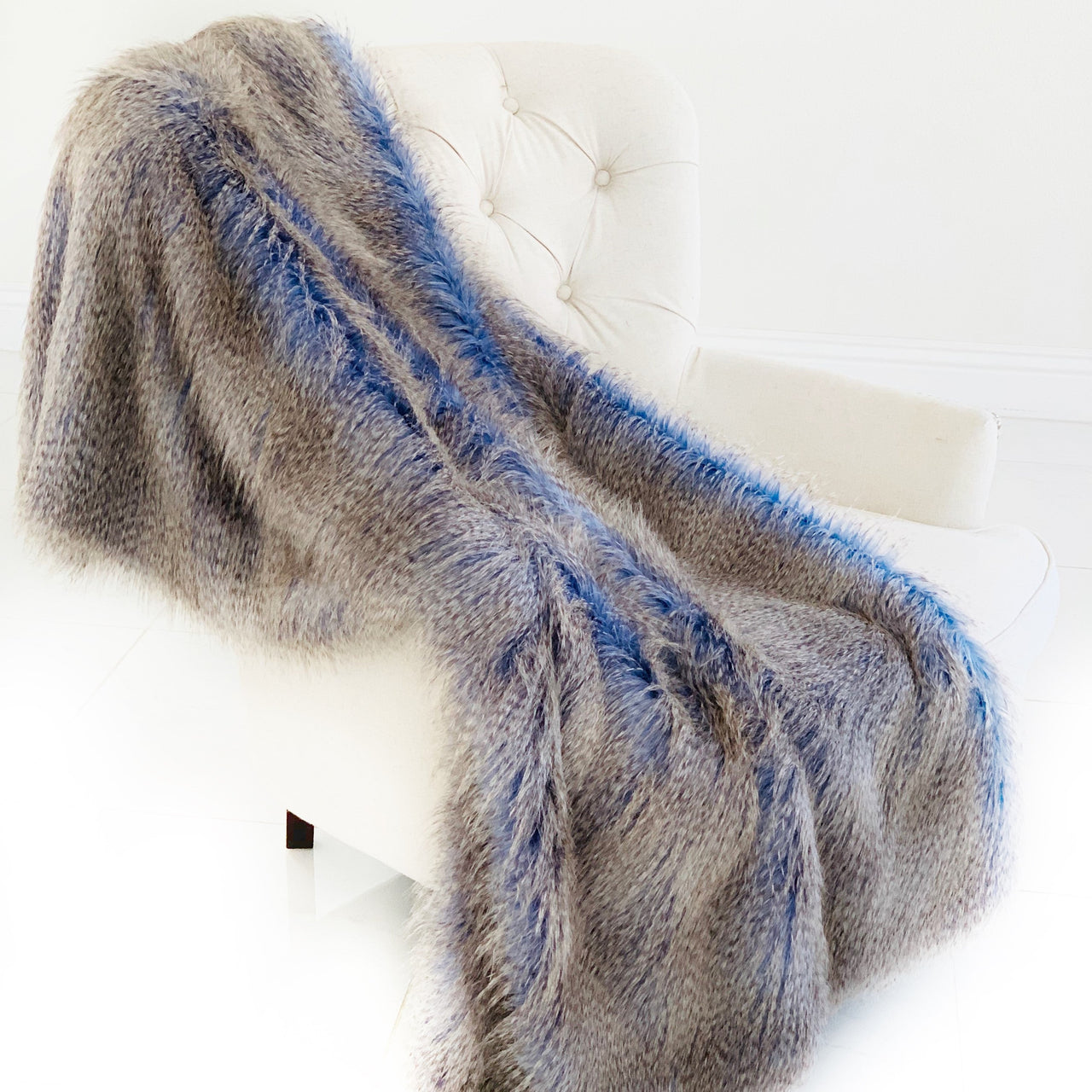 Plush Azure Jean Handmade Luxury Faux Fur Throw - 14 SIZES -