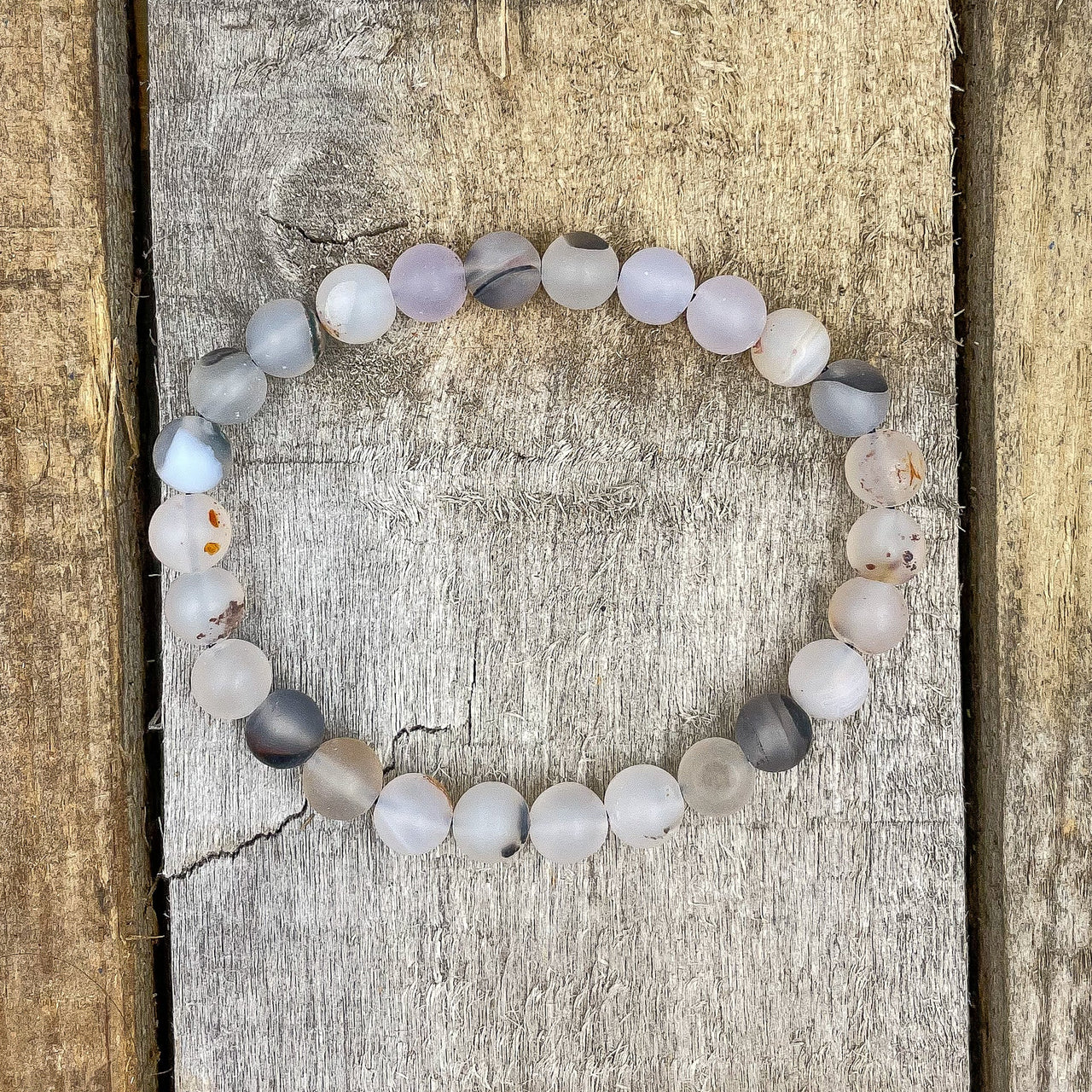 Union - Milky White Agate Gemstone Beaded Bracelet -