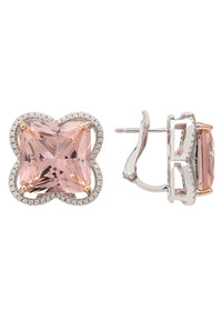 Thumbnail for LATELITA - Open Clover Flower Earrings Silver Pink Morganite -