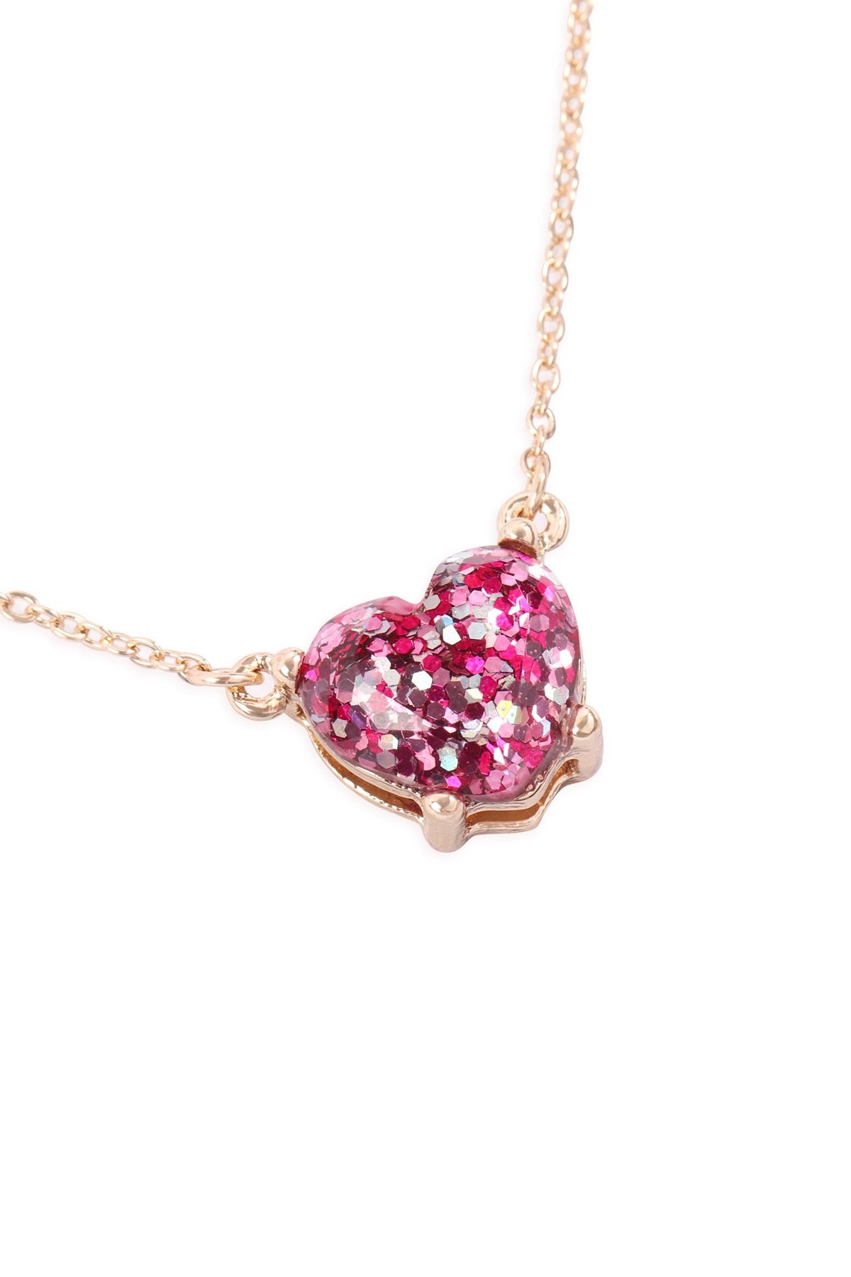 Heart Glitter Epoxy Necklace - 9 COLORS -