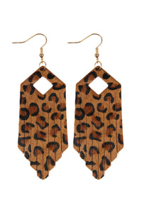 Thumbnail for Riah Fashion - Fringe Hexagon Leopard Leather Hook Earrings - 4 COLORS -