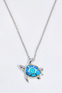 Thumbnail for Opal Turtle Pendant Chain-Link Necklace - T - 1 COLOR -