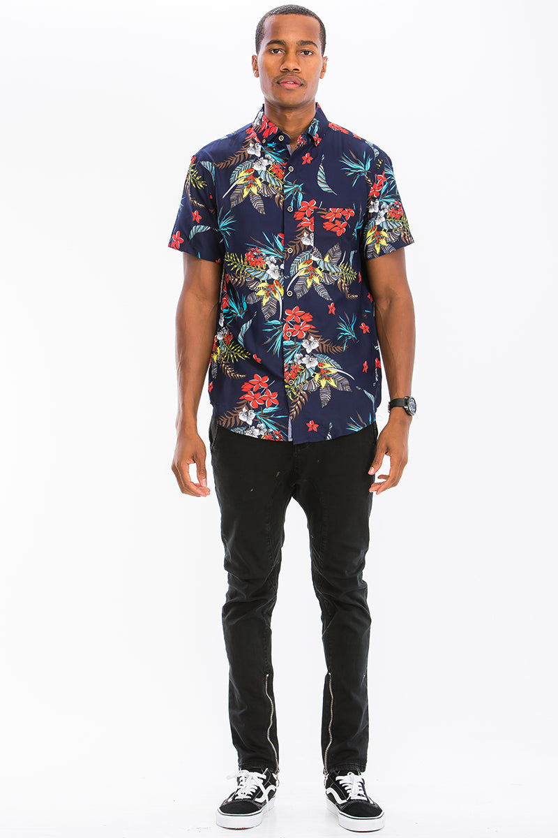 WEIV - Digital Print Hawaiian Short Sleeve Shirt -