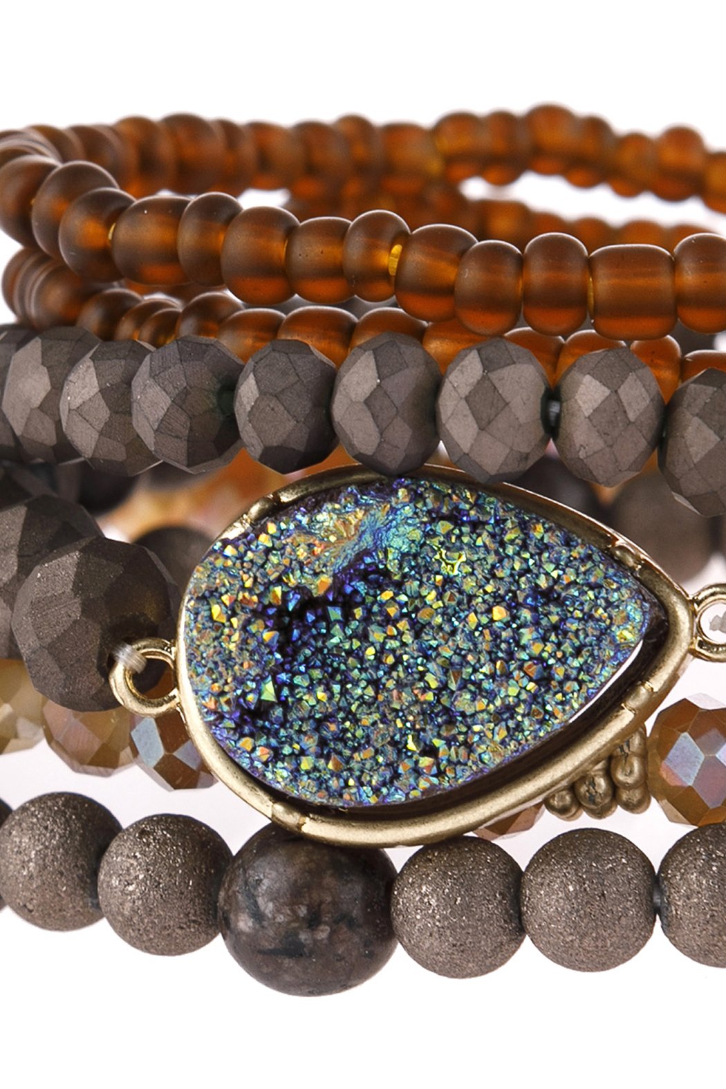 Teardrop Druzy Mixed Beads Bracelet - 8 COLORS -