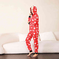 Thumbnail for WOMEN Santa Print Hooded Jumpsuit - T -