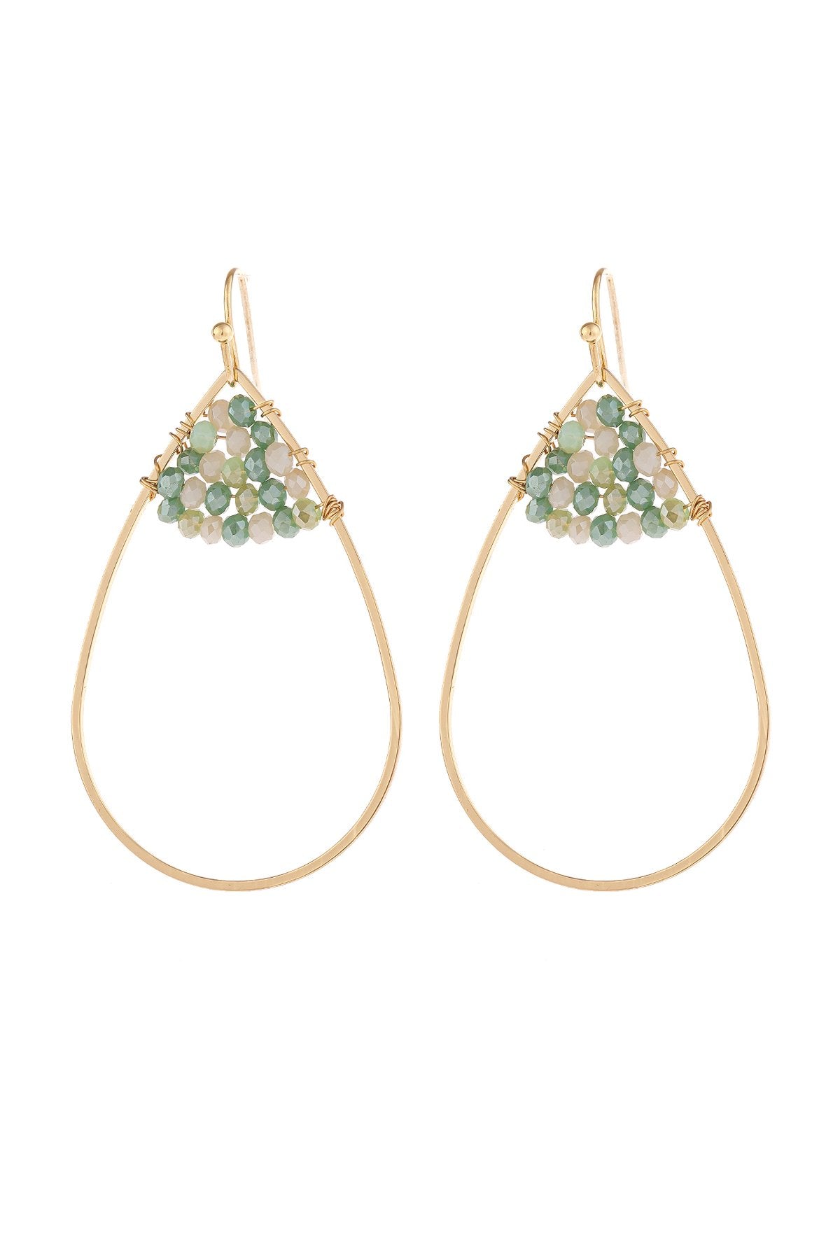 Open Teardrop With Rondelle Beads Earrings - 13 COLORS -