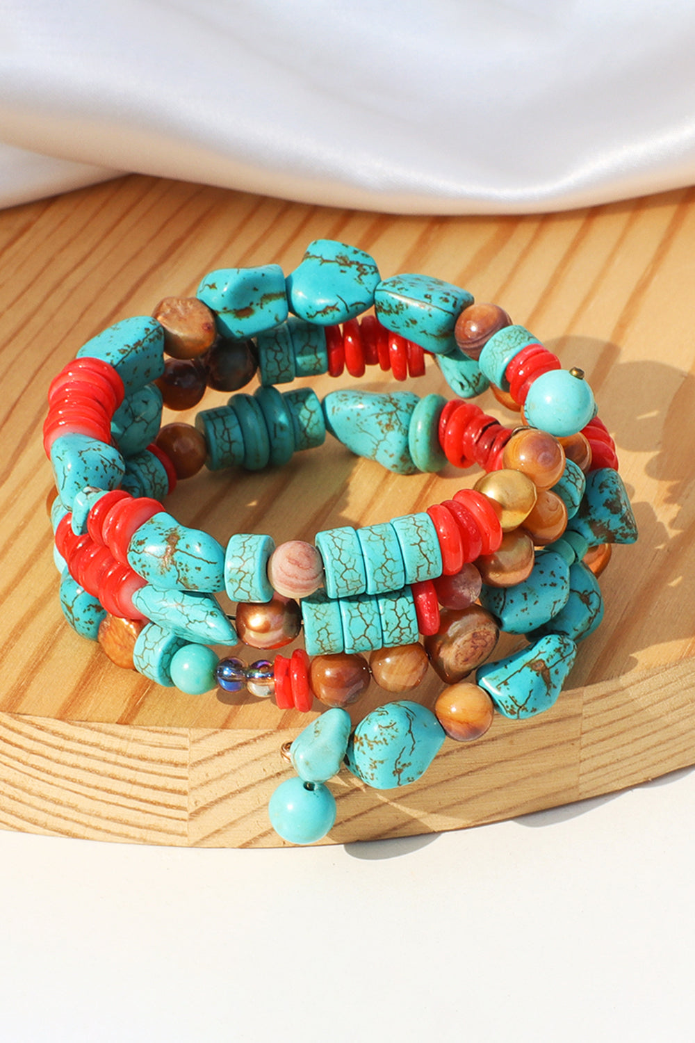 Layered Turquoise Bracelet - T - 1 MULTICOLOR -