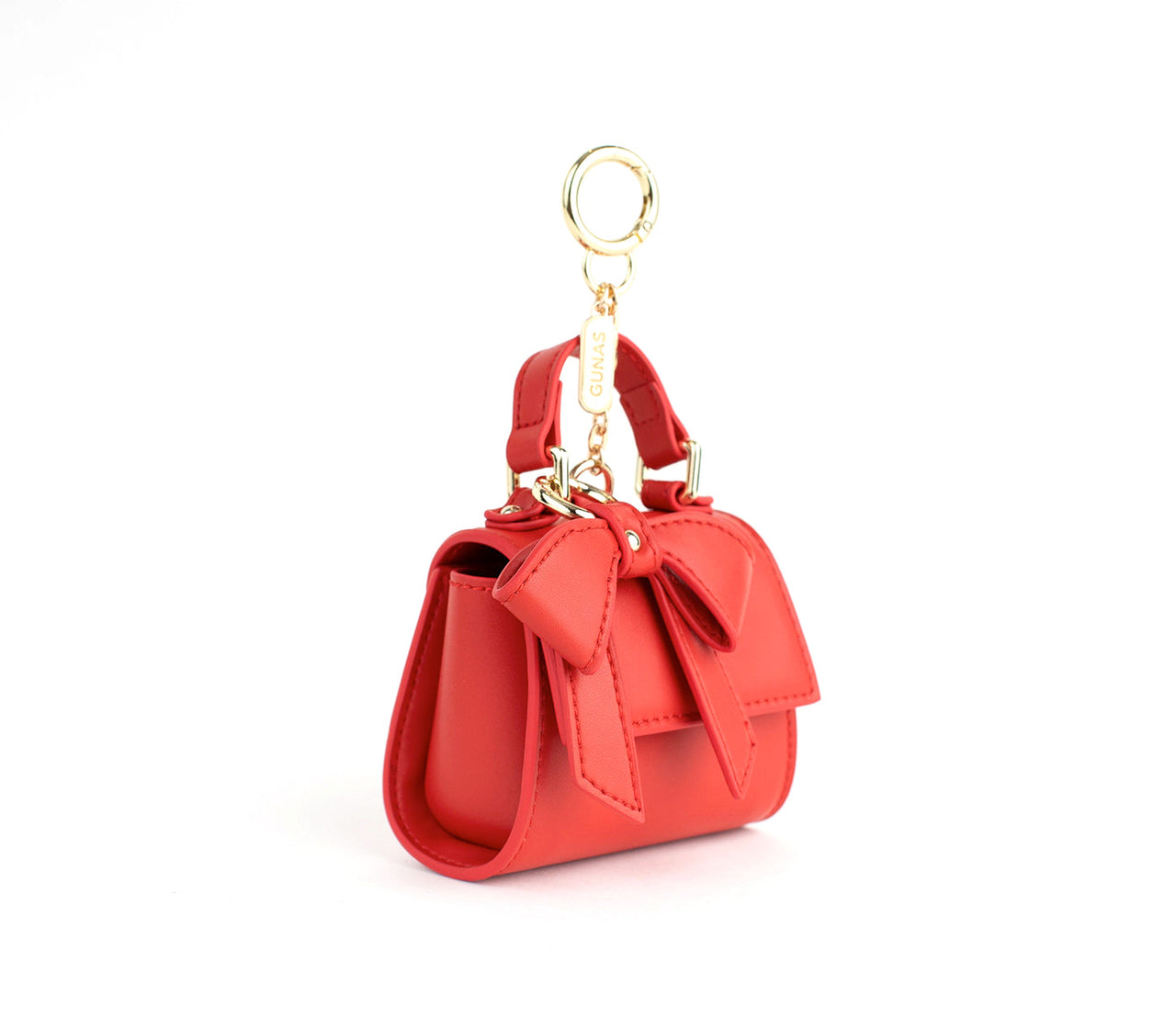 GUNAS NEW YORK - Cottontail Mini - Red Vegan Leather Bag KEYCHAIN - ACTUAL MINI PURSE! -