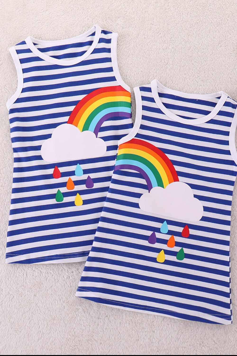 Girls Rainbow Graphic Striped Sleeveless Dress - T - 5 SIZES - 2 RAINBOW DIRECTIONS -