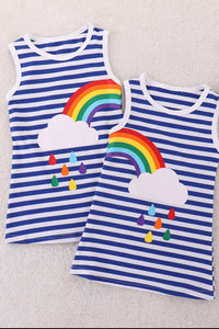 Thumbnail for Girls Rainbow Graphic Striped Sleeveless Dress - T - 5 SIZES - 2 RAINBOW DIRECTIONS -