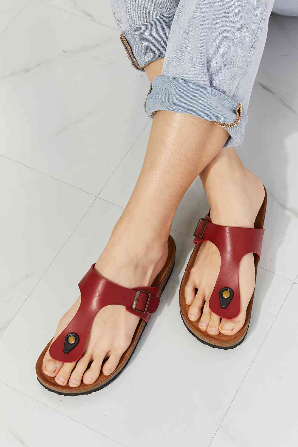 MMShoes Drift Away T-Strap Flip-Flop in Wine - T - 1 COLOR -