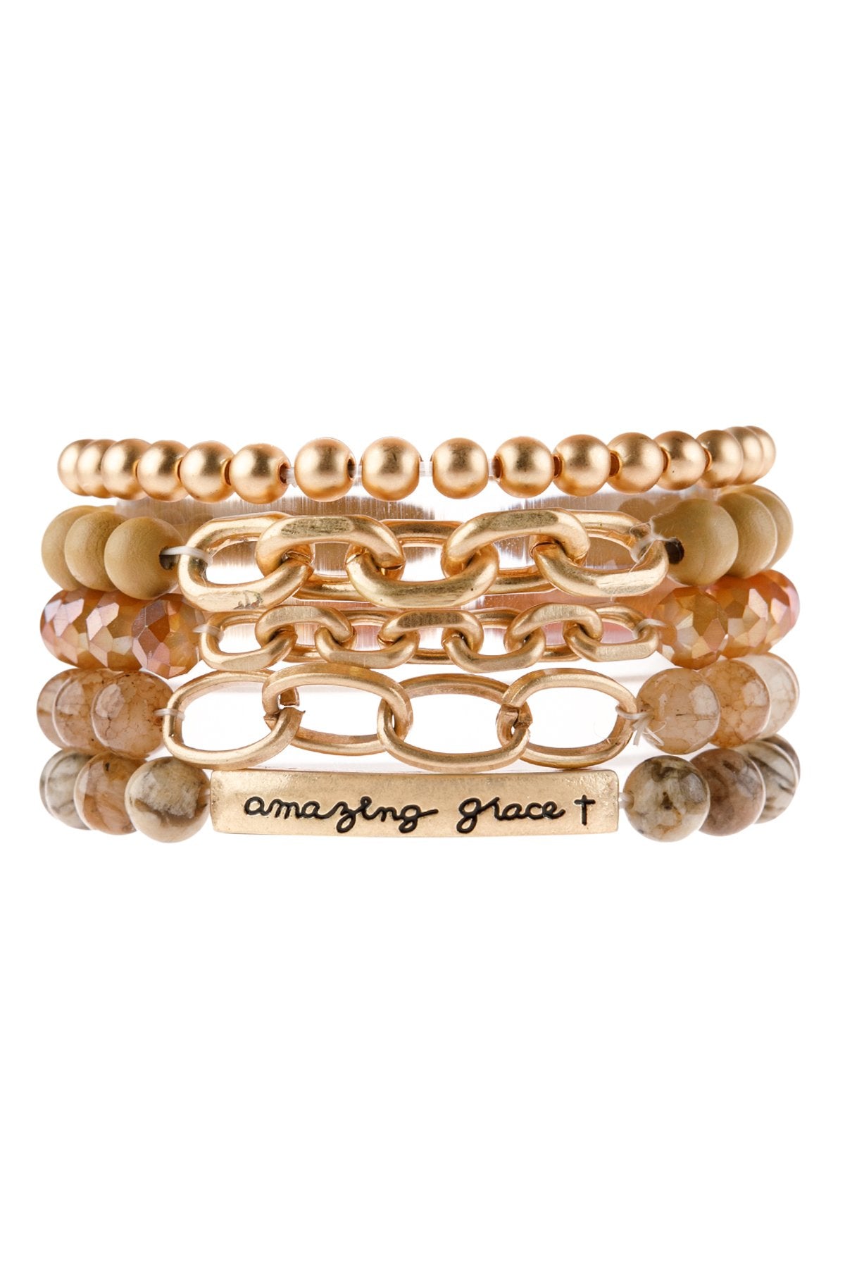 Riah Fashion - "Amazing Grace" Charm Multiline Beaded Bracelet - 8 COLOR STACKS -