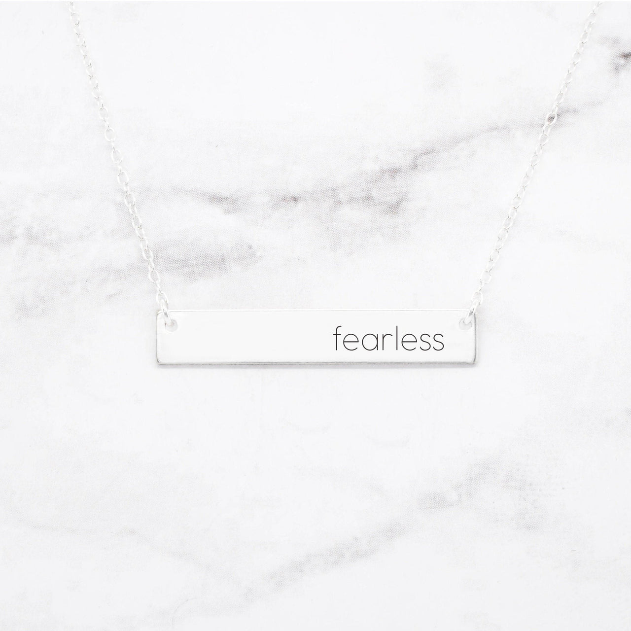 Fearless - Sterling Silver Quote Bar Necklace - 3 FINISHES -