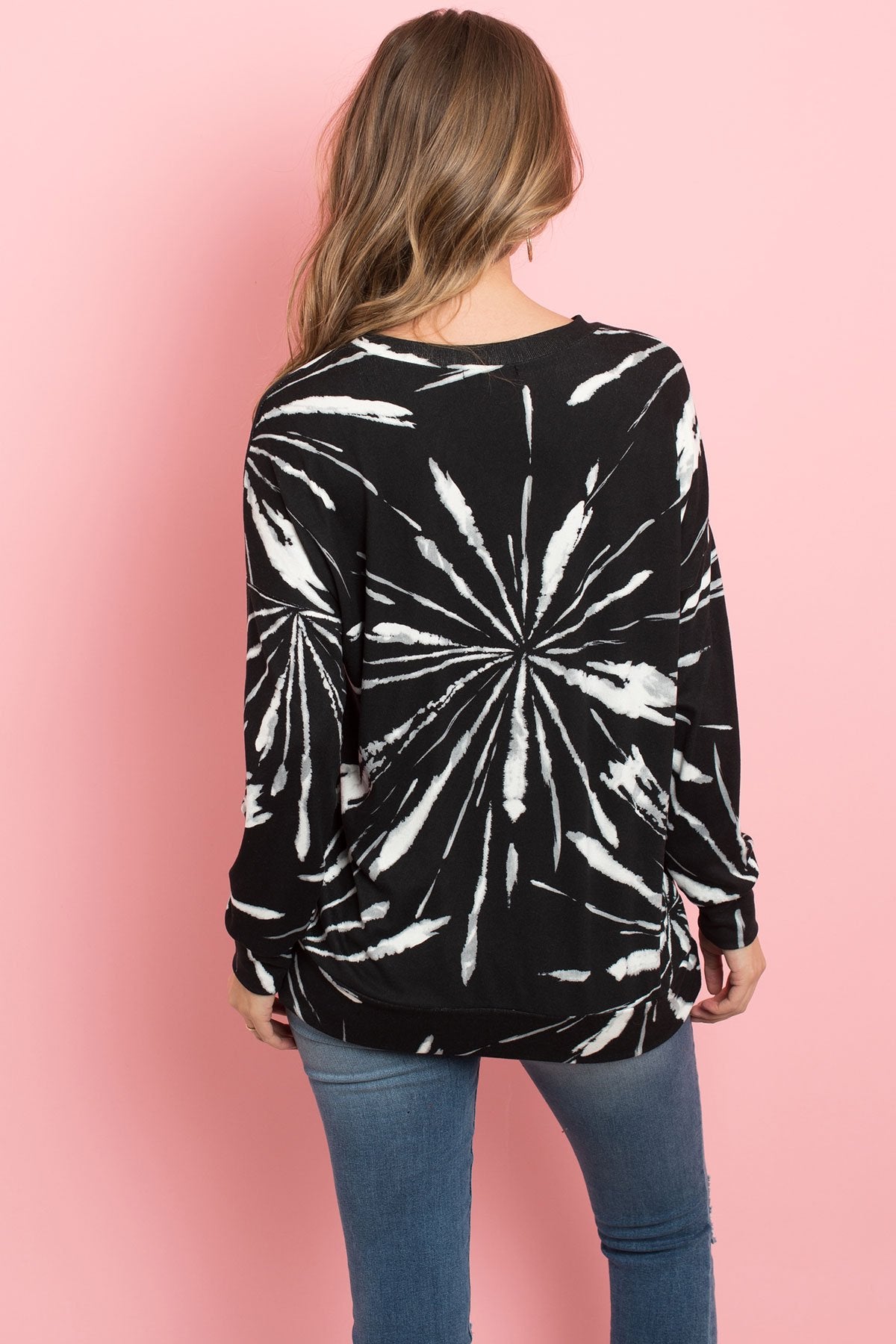 Kangaroo Pocket Tie Dye Long Sleeve Top - 4 COLORS -