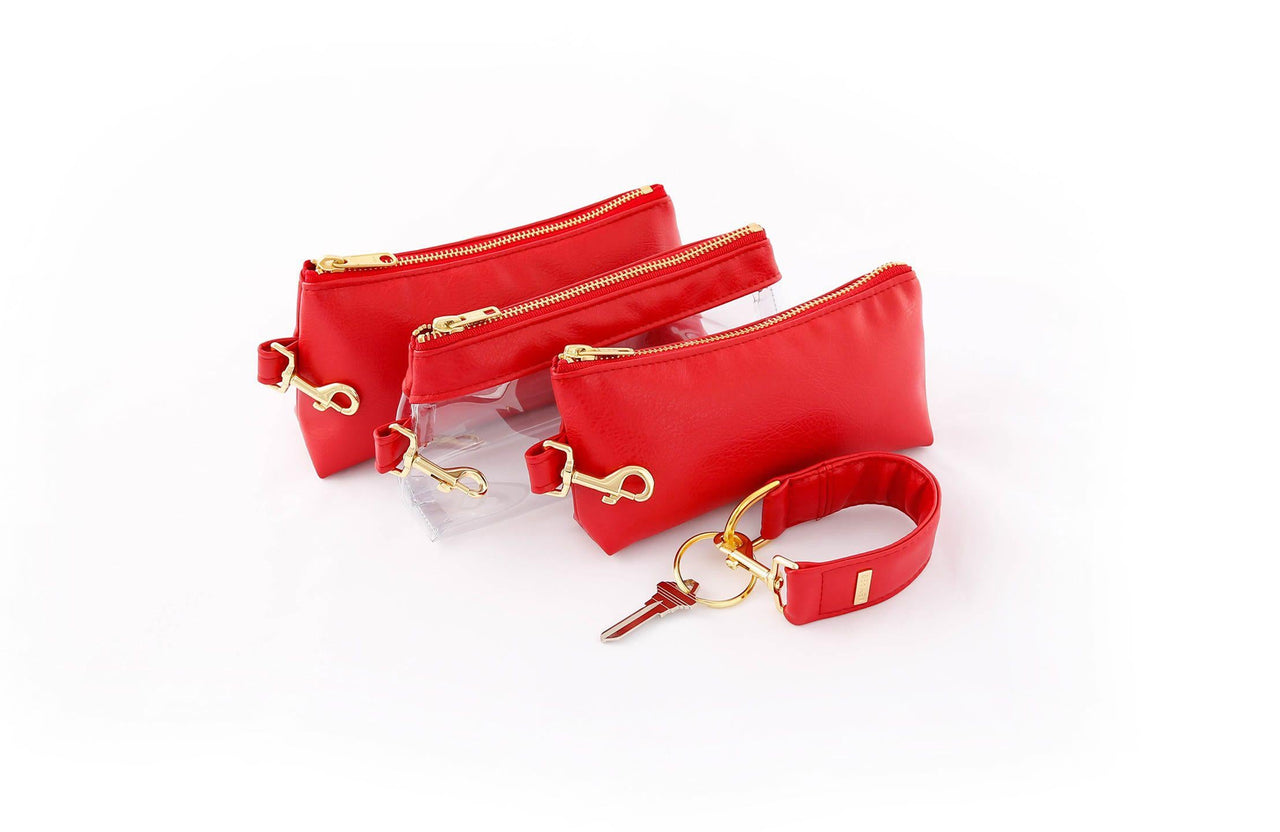 Keyper - Perfect Red Vegan Leather 4 PC WRISTLET SET - 2 OPTIONS -