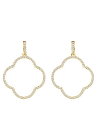 Thumbnail for LATELITA -  Open Clover Large Drop Earrings White Cz Gold -