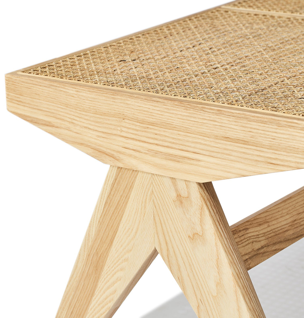 GFURN - Célia Bench - Ash & Natural Rattan -