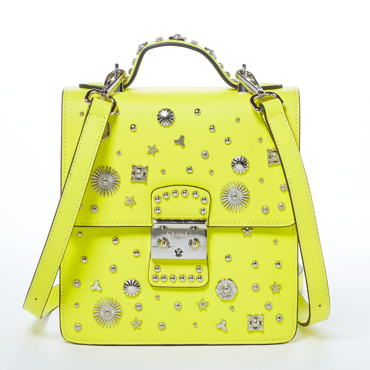 The Hollywood Backpack Purse Leather Yellow -