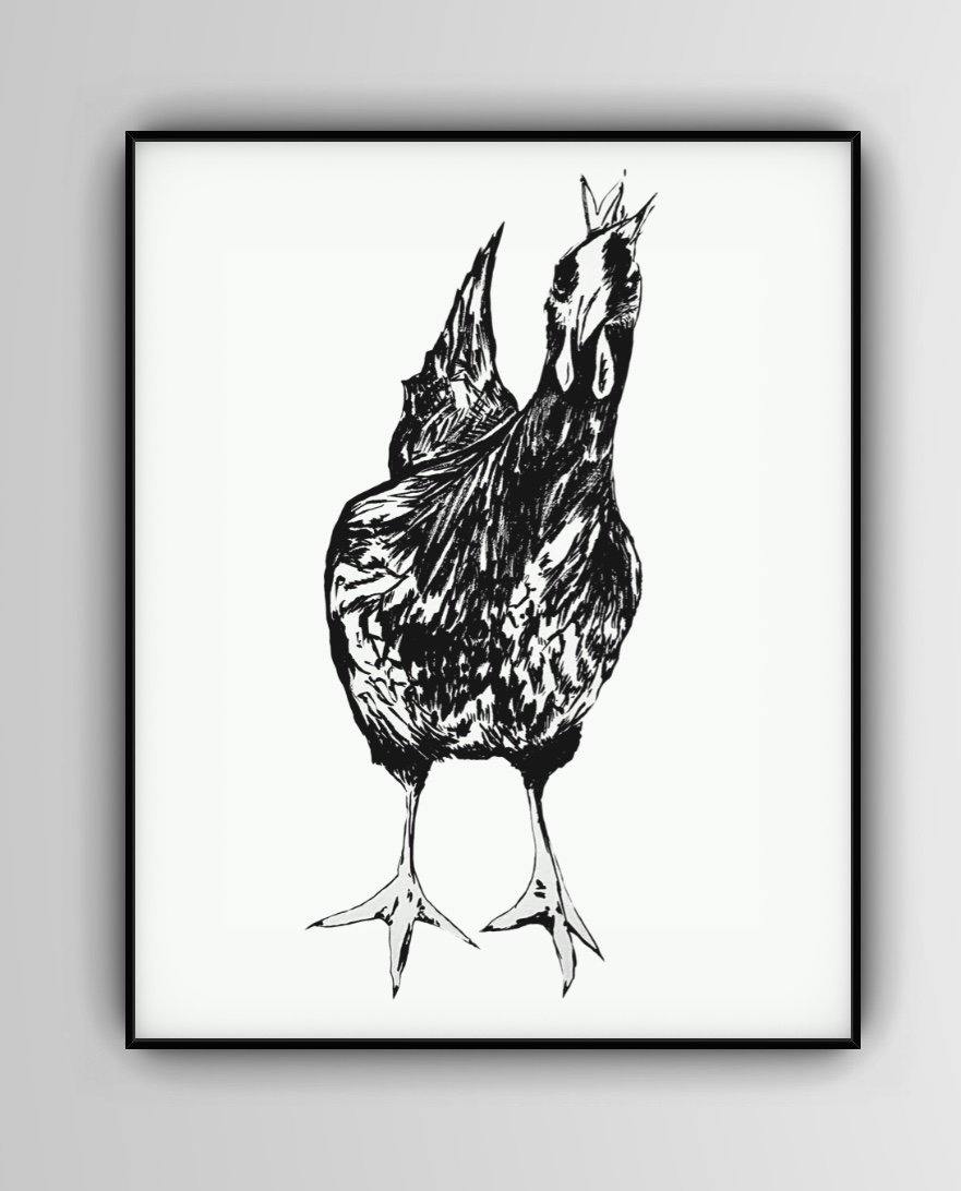 Curious Chicken Wall Art Print - 3 SIZES -