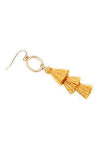 Thumbnail for Three Drop Tassel With Metal Hook Earrings - 11 COLORS -