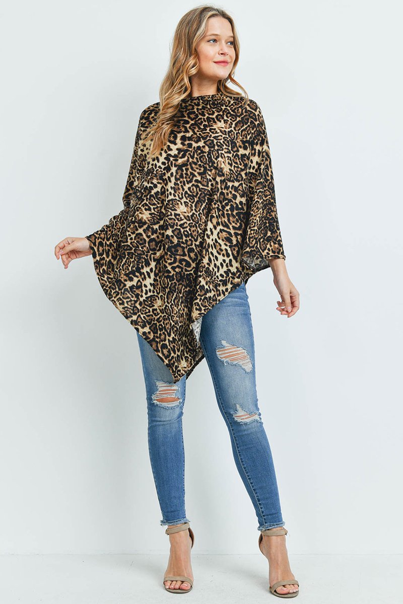 Riah Fashion - All Year Round Leopard Poncho - 3 COLORS -