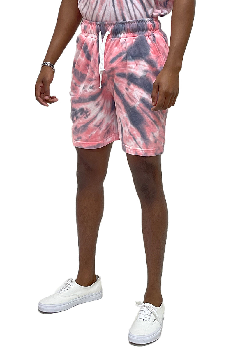 Swirly Cotton Tye Dye Sweat Shorts - 1 COLOR -