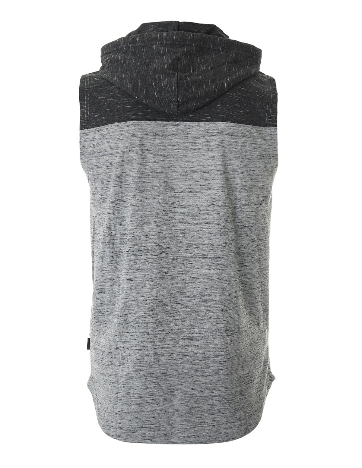 Men's Color Block Sleeveless Pullover Kangaroo Pocket Workout Hooded Tank - 2 COLORS