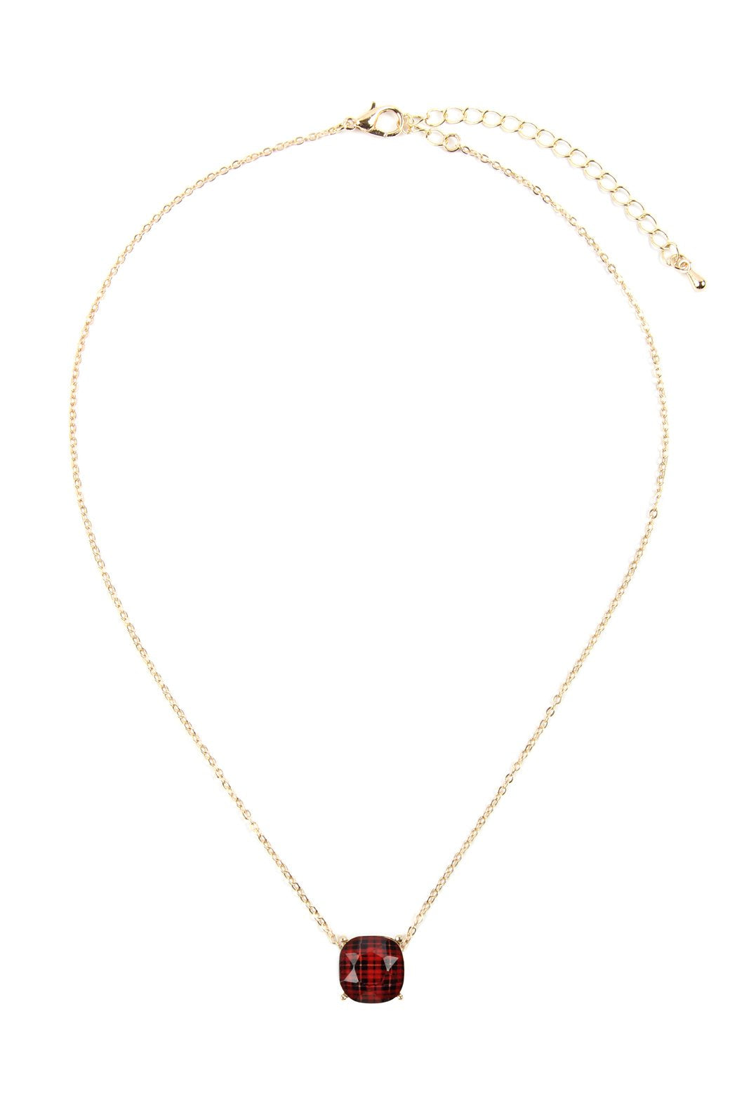 Riah Fashion - Buffalo Checkered Chain Necklace -