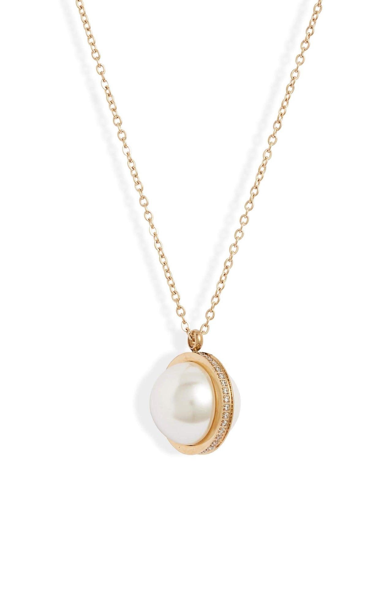 Knotty - Pearl Crystal Orbit Necklace - 3 FINISHES -