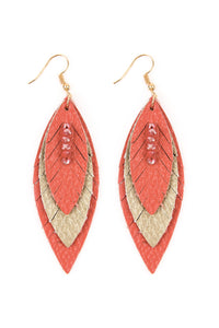 Thumbnail for Three Layer Fringe Leather Marquise Earrings - 14 COLORS -