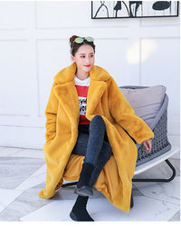 Thumbnail for Sharon Tatem - Plush Thick Warm Loose - Faux Rabbit Fur Coat - Loose Lapel - 11 COLORS -