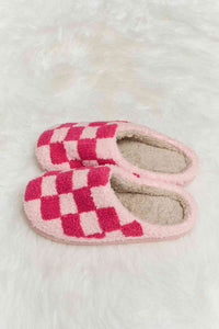 Thumbnail for Melody Checkered Print Plush Slide Slippers - LIMITED SIZES LEFT - T - 4 COLORS -