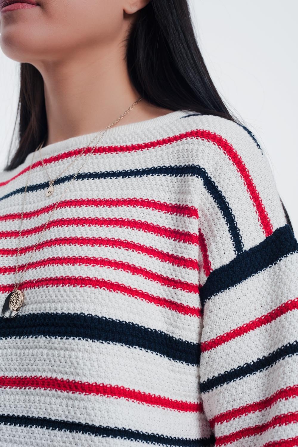 Q2 - Knitted Striped Sweater in Cream Color - SM., M. ONLY - 1 COLOR -