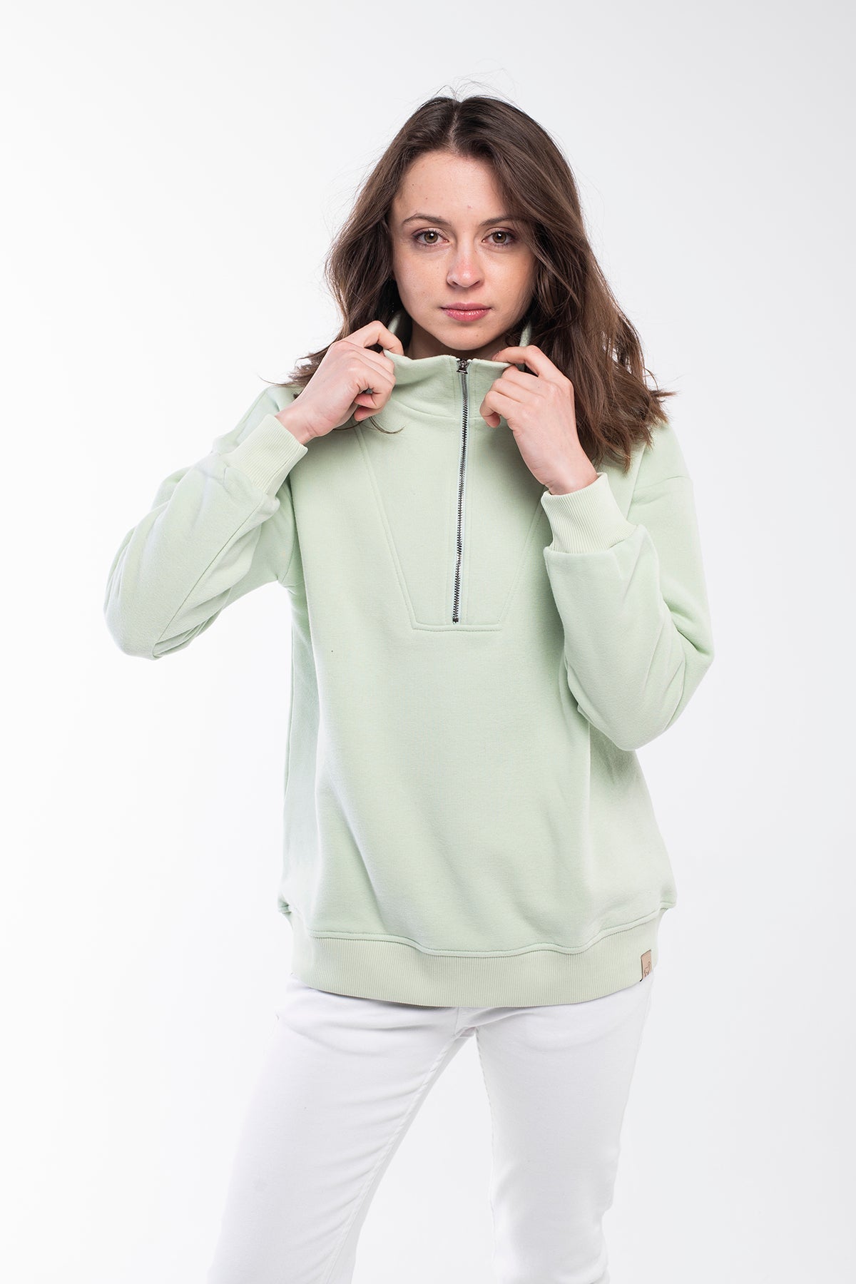 Zipped Neck Sweatshirt - 5 COLORS -