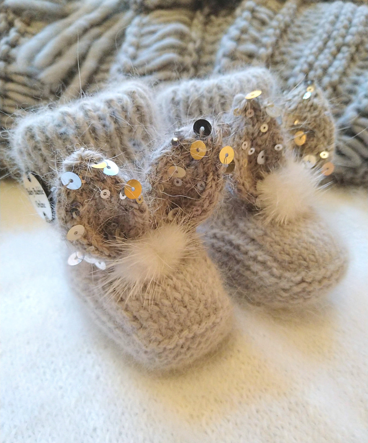 Baby Bubble - Booties With Bunny Ears and Pompoms - 1 COLOR -