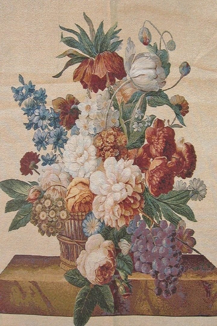 Rackandrefurbished - Spring Harvest Elegant Woven Fabric Baroque Tapestry Wall Hanging - 28" X 43" -