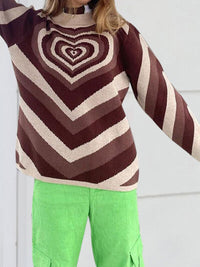 Thumbnail for Heart Mock Neck Long Sleeve Sweater - T - 4 COLORS -