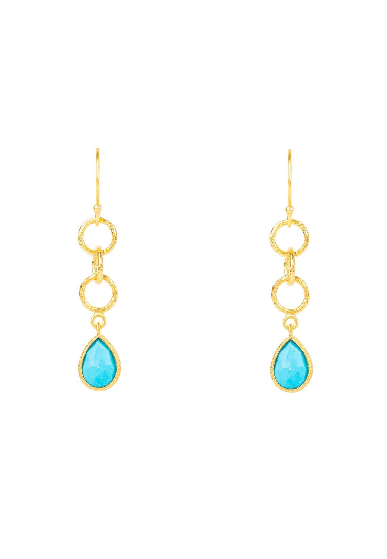 LATELITA - Linked Gemstone Drop Earrings Gold Turquoise -