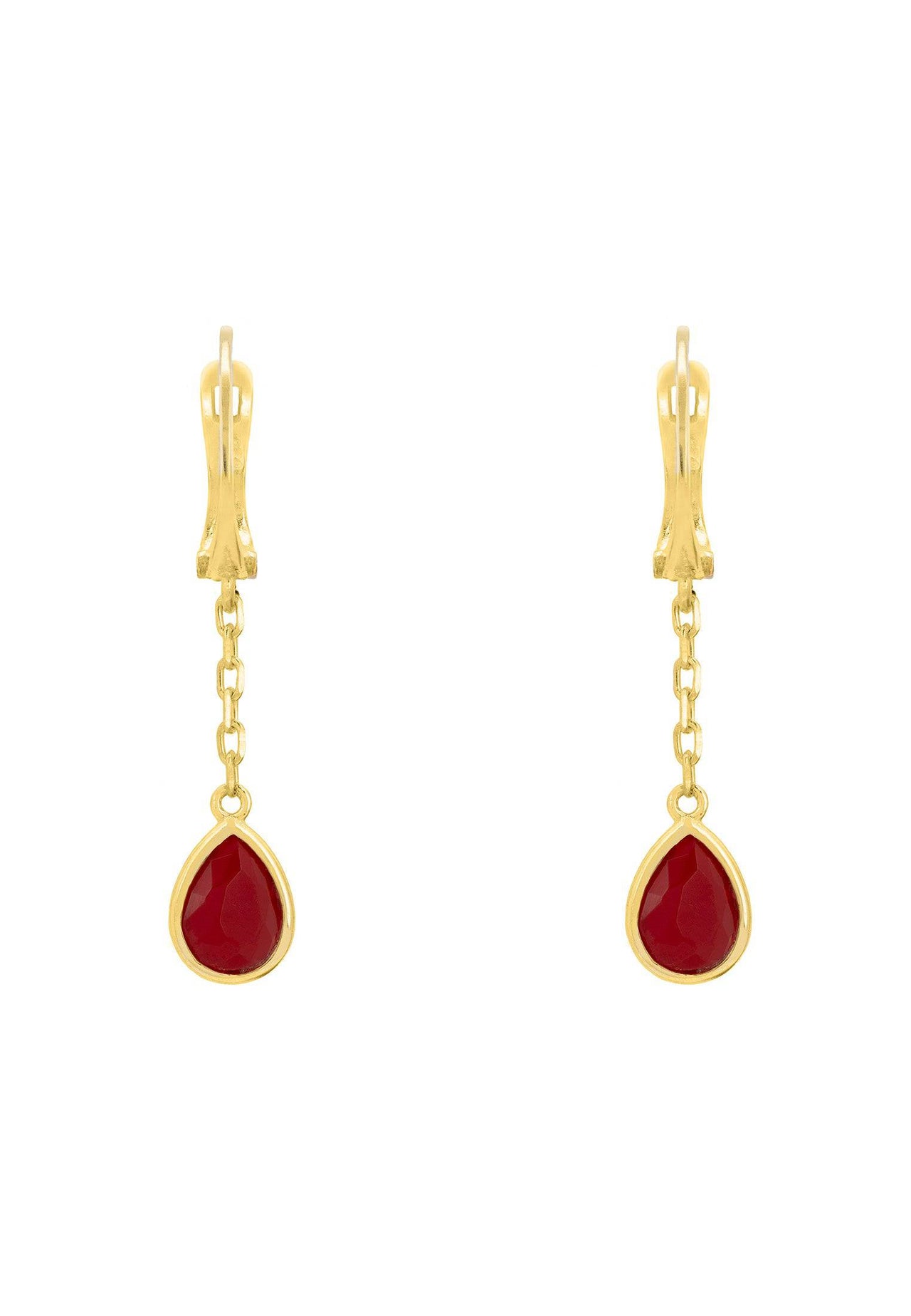 LATELITA - Pisa Chain Drop Earrings Gold Garnet -