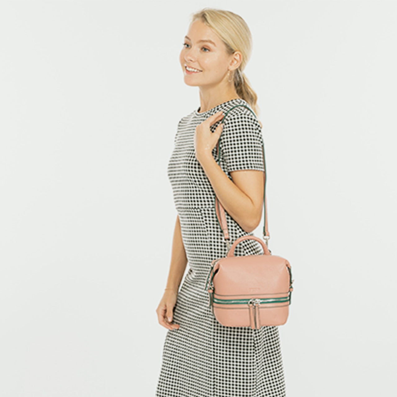 Ashley Small Pink Leather Backpack Purse -